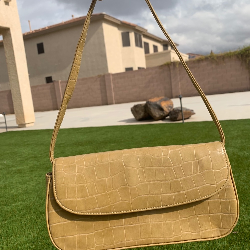 Faux Snakeskin tan small shoulder bag